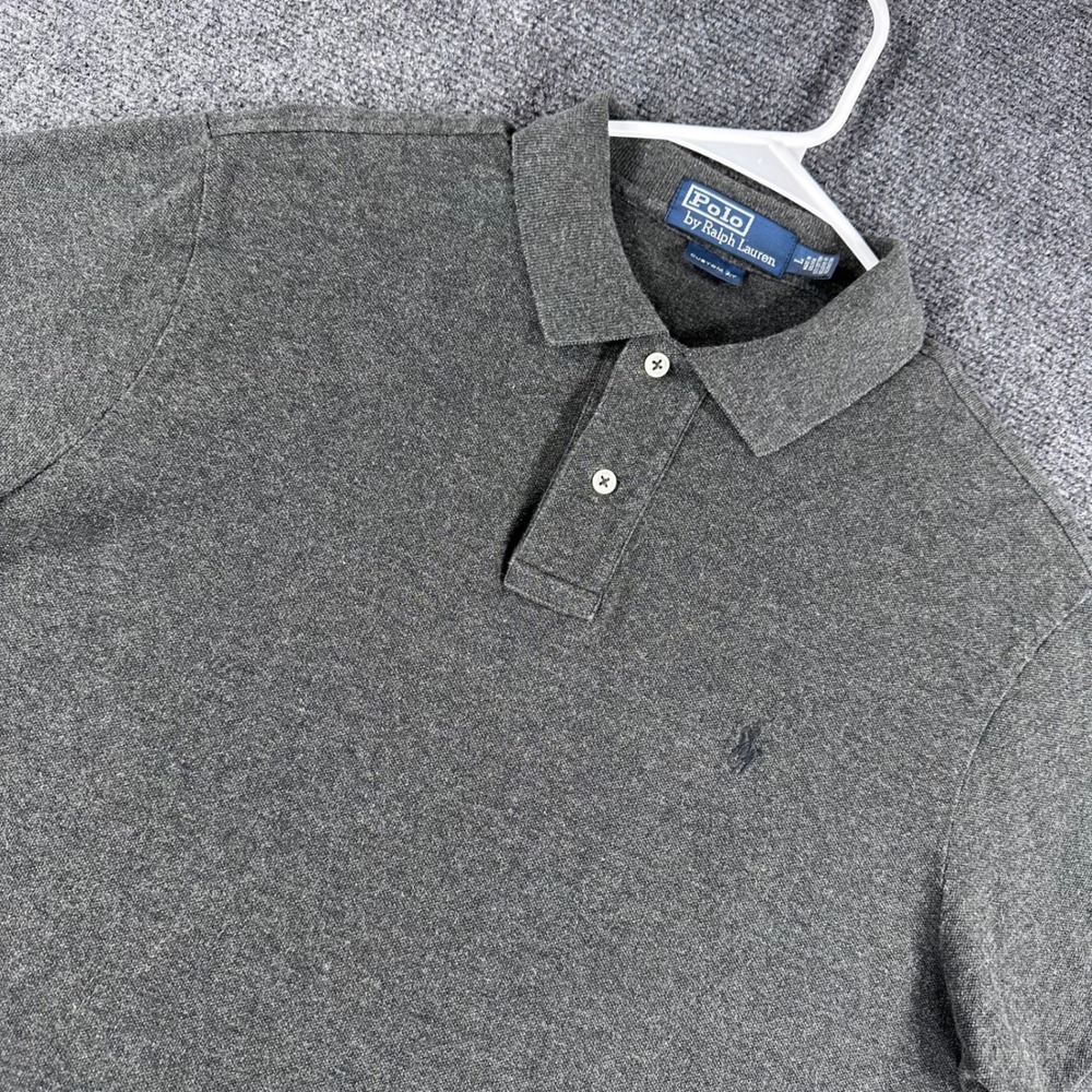 Polo Ralph Lauren Polo Shirt Mens L Large Gray Custom Fit Short Sleeve Cotton